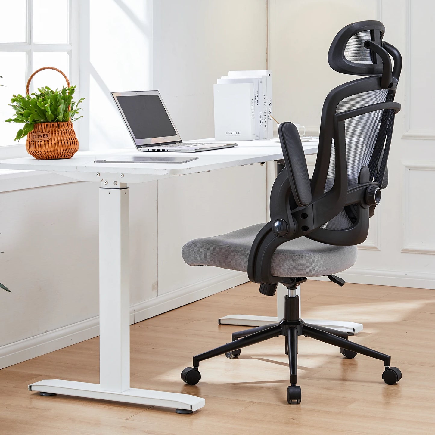 JHK Ergonomic Mesh Office Chair with Adjustable Lumbar Support, High Back, 120° Recline, Flip-Up Armrests & Headrest
