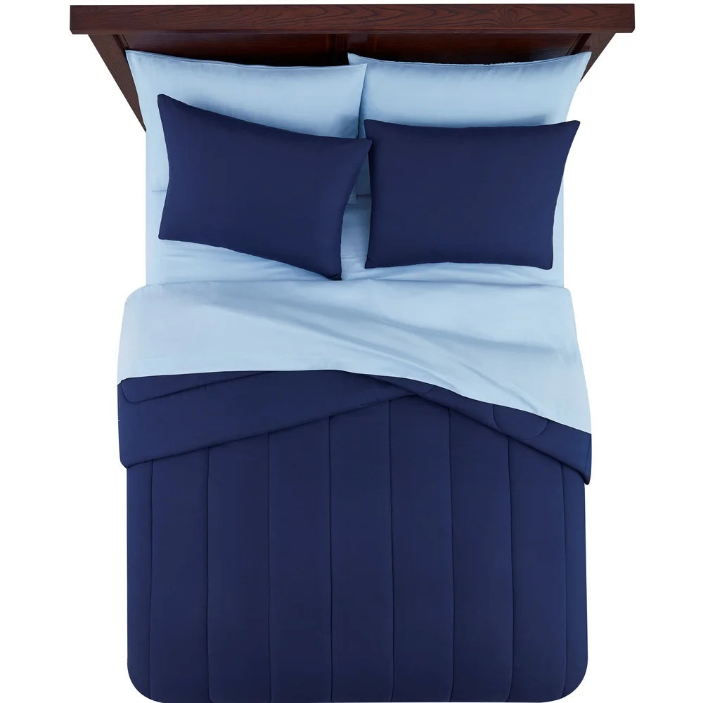7 Piece Reversible Bed In A Bag Comforter Set Queen Size