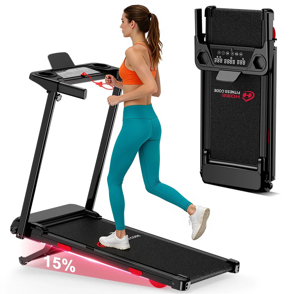 Folding Incline Treadmill. Portable Home Walking & Running Machine
