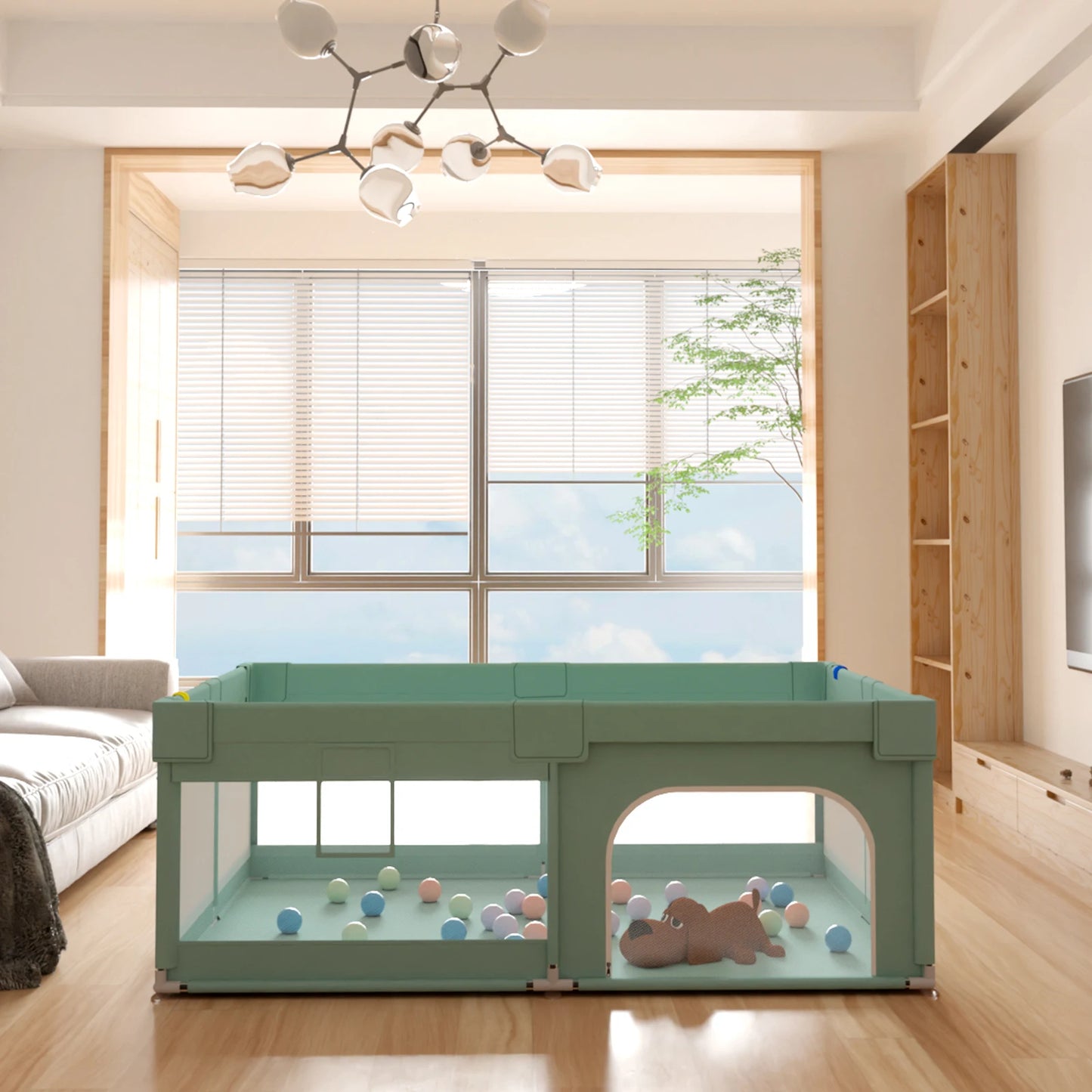 Baby Playpen For Kids Breathable Mesh Indoor Outdoor 70x47