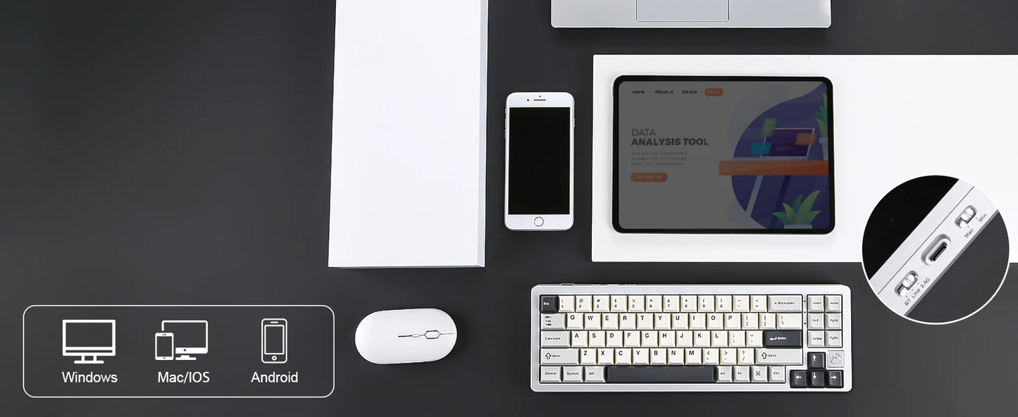 YUNZII AL71 Aluminum Mechanical Gaming Keyboard, Hot Swappable Gasket Custom RGB Wireless Keyboard, 71 Key Full CNC Study Keeb