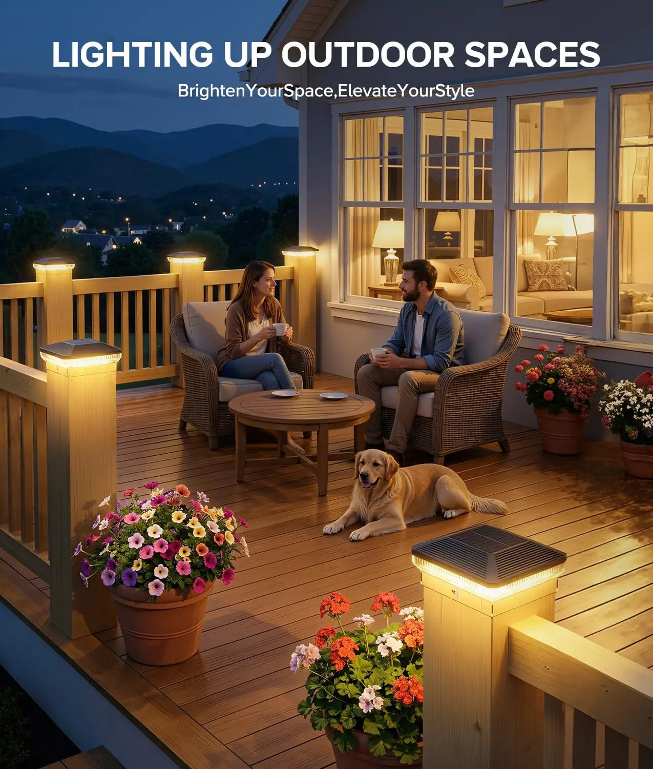 6/12 Pack Solar Fence Post Cap Lights | Waterproof LED Outdoor Deck, Patio & Garden Post Lights with 3 Lighting Modes