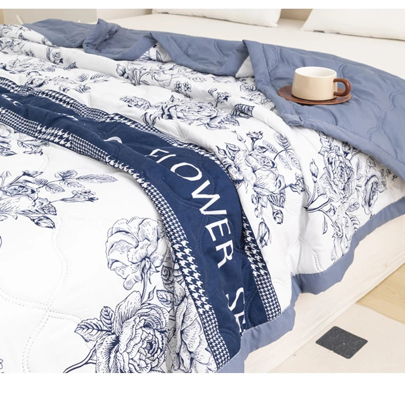 Floral Style Duvet Summer Thin Quilt Skin-friendly Bedspread Air Conditioning Blanket edredones Adults Kids Room Comforter Quilt