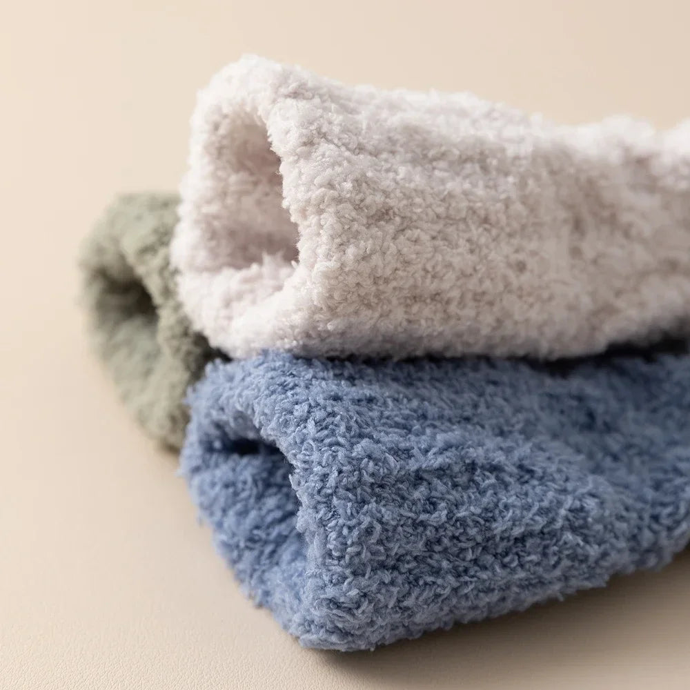 5 Pairs Thick Warm Winter Socks Men Coral Fleece Thermal High Quality Middle Tube Cozy Fluffy Sleeping Socks