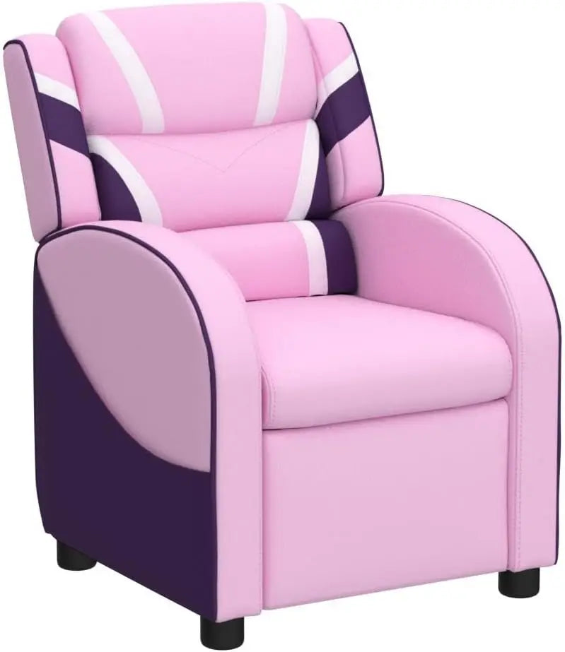 Kids Recliner Chair with Footrest, Headrest, Lumbar Support, Pink