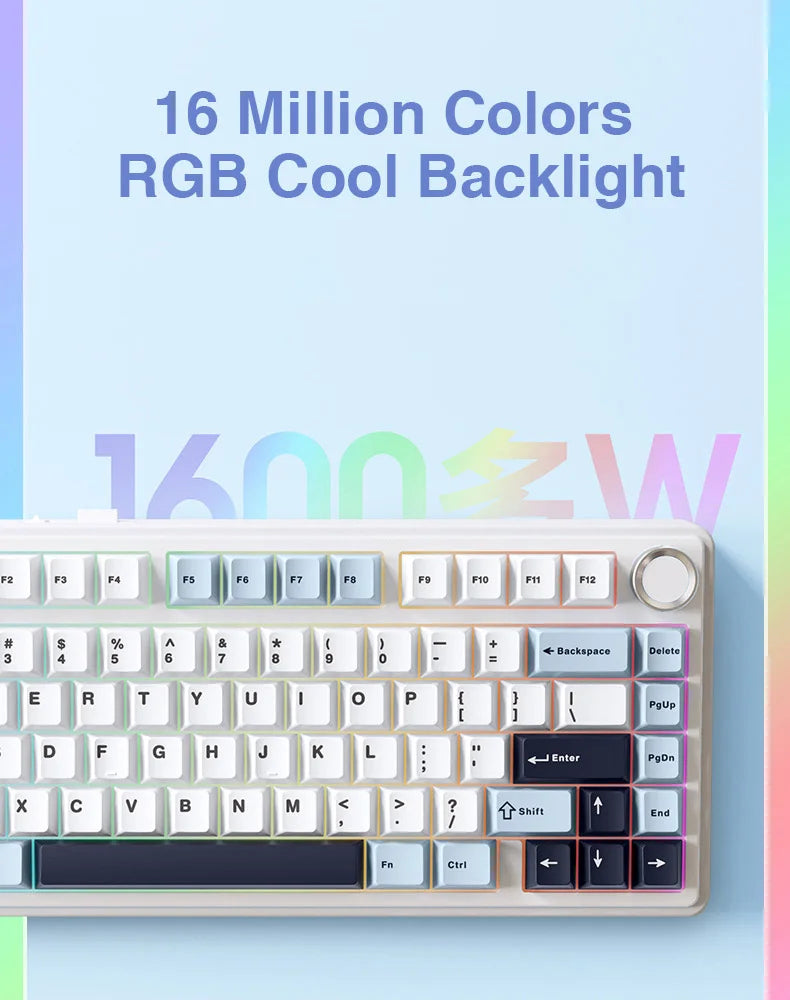 AULA F75 Wireless Mechanical Gaming Keyboard .Bluetooth, 2.4G & Wired RGB Keyboard with Hot-Swappable Keys