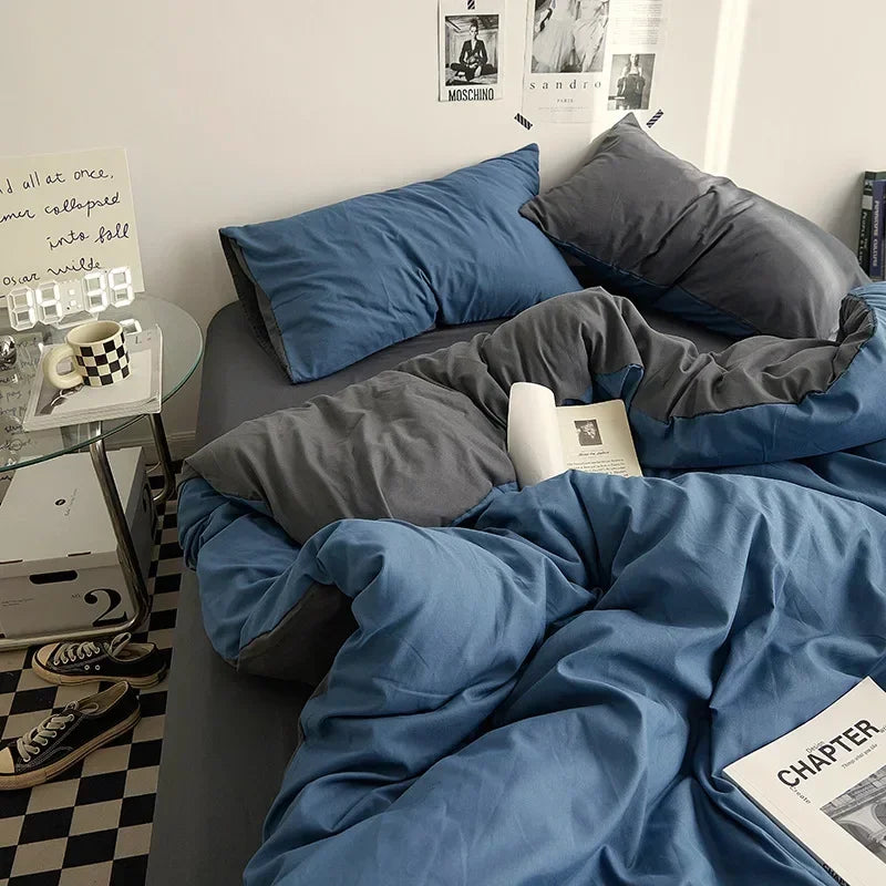 Soft Solid Color Duvet Cover Set. Modern Cozy Bedding