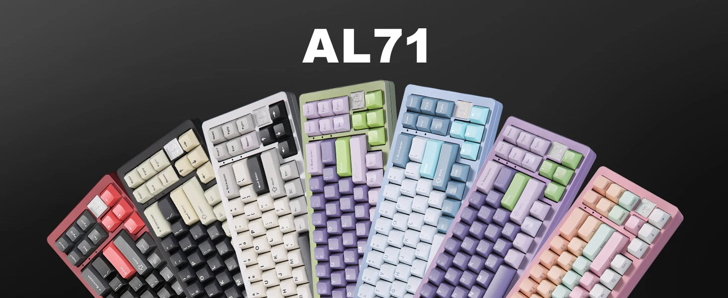 YUNZII AL71 Aluminum Mechanical Gaming Keyboard, Hot Swappable Gasket Custom RGB Wireless Keyboard, 71 Key Full CNC Study Keeb