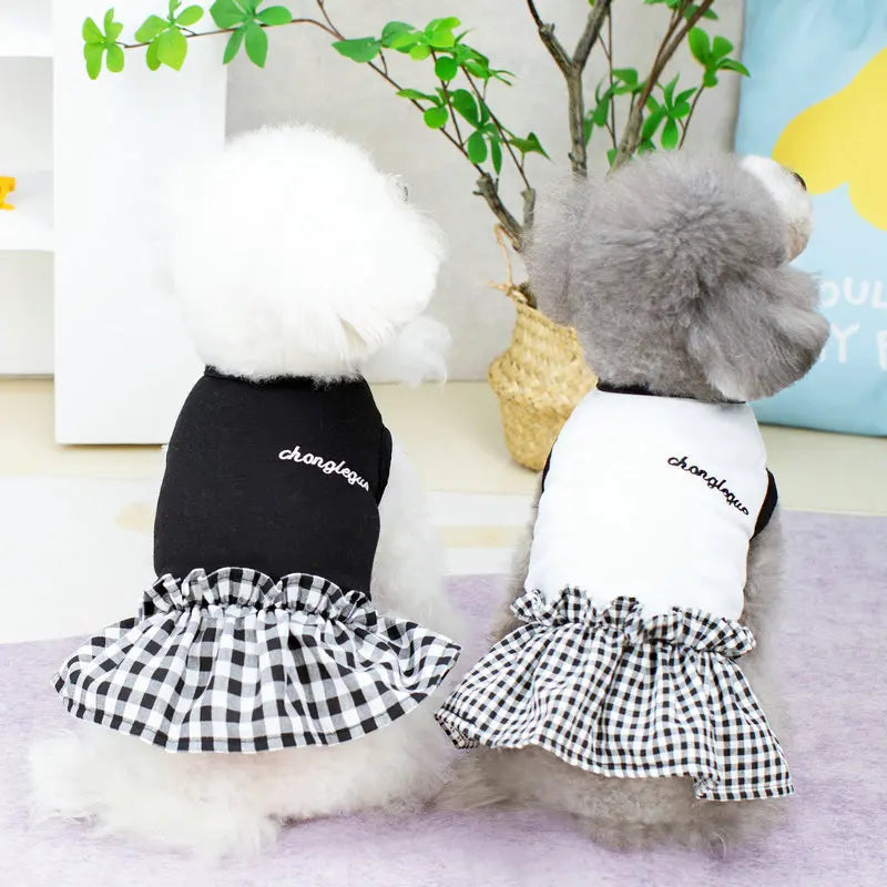 Luxury Plaid Summer Pet Dress for Small Dogs & Cats