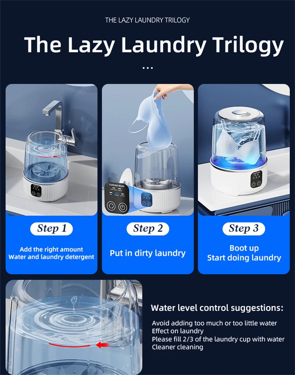 15L Rechargeable Cordless Mini Washing Machine. Portable Compact Washer