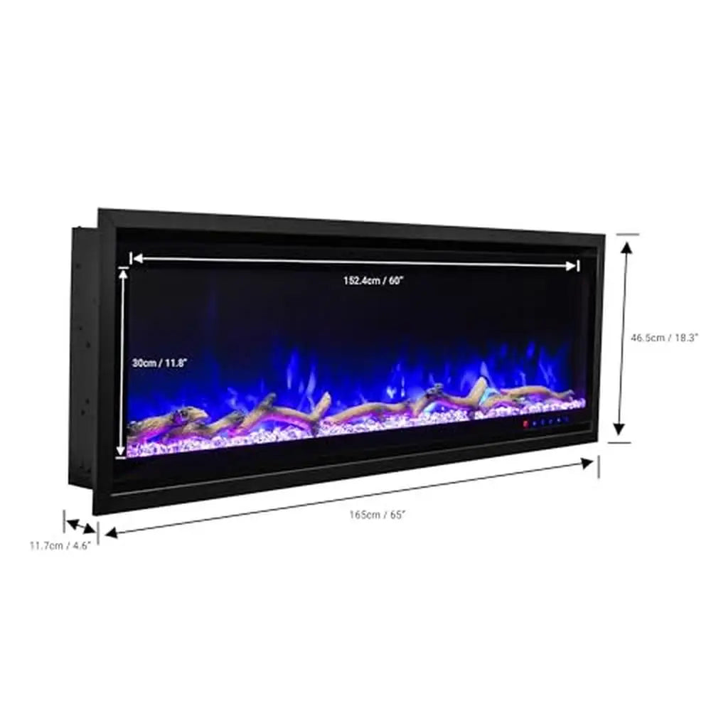 60IN Smart Electric Fireplace 5000 BTU Efficient Heating 400 sq. ft. Room Versatile Installation Elegant Design Adjustable Heat