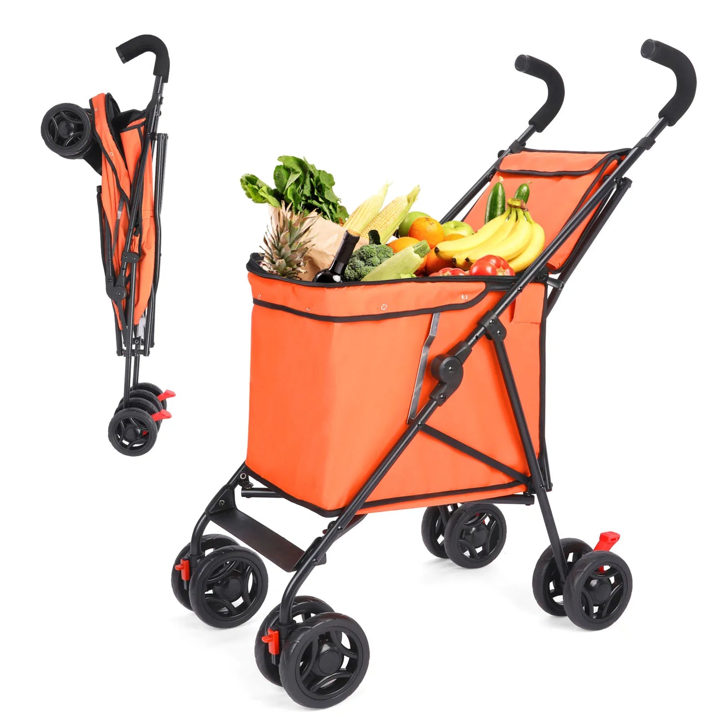 Multifunctional Folding Utility Wagon Cart – Portable Heavy-Duty Collapsible Rolling Cart for Shopping, Gardening, Camping, Beach & Grocery Transport