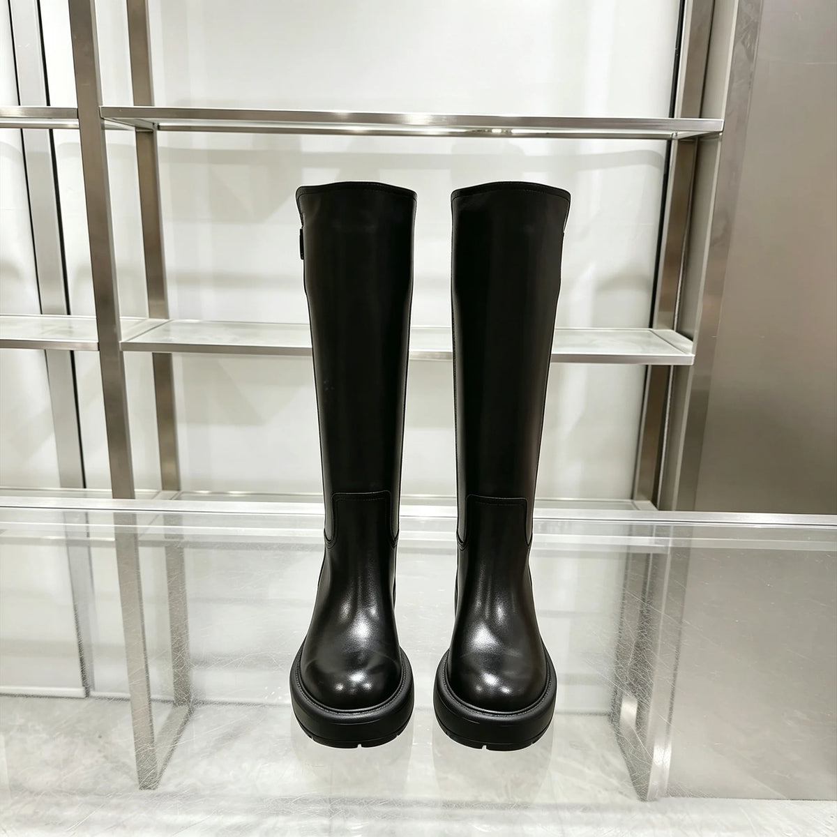 Women’s Vintage Knee-High Boots | Buckle Detail Chunky Sole Boots