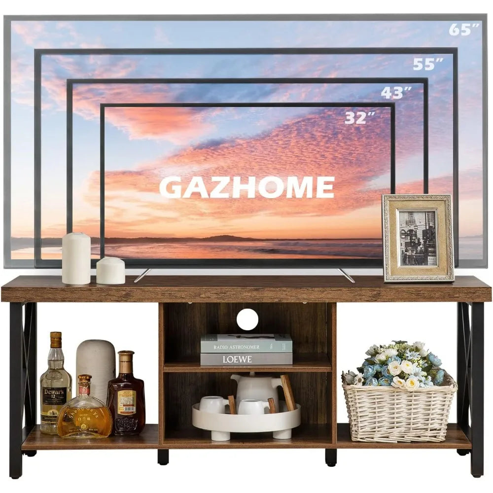TV Stand for TV up to 55 Inches, TV Cabinet with Open Storage, TV Console Unit with Shelving for Living Room, Entertainment Roo