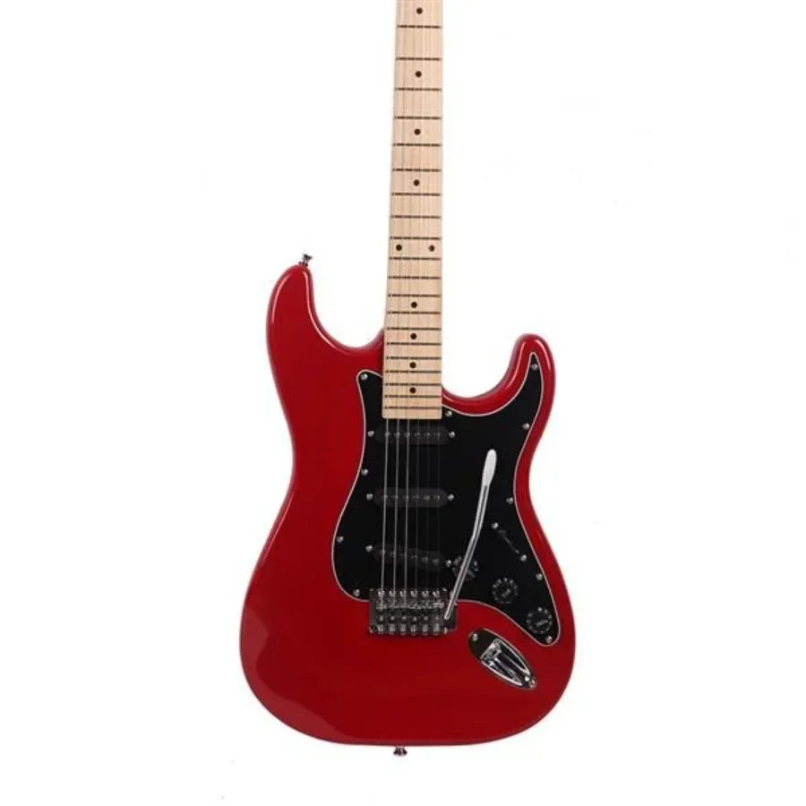 Glarry GST Electric Guitar Kit with Black Pickguard and Gig Bag  Red