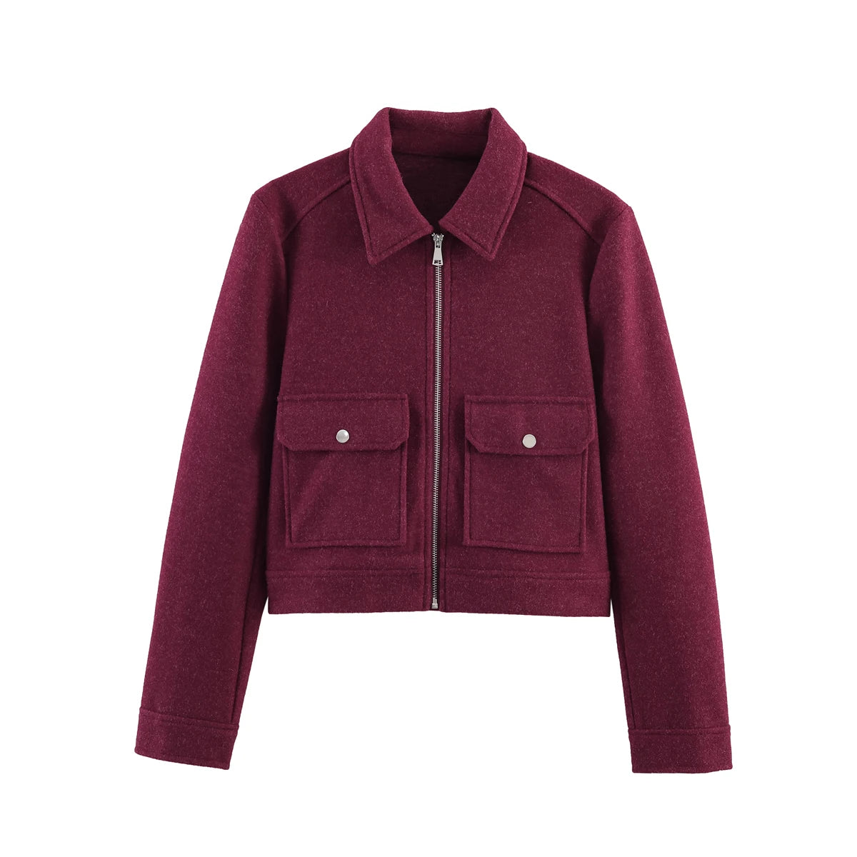 Women's Corduroy Zip-Up Jacket – Casual Long Sleeve Winter Coat with Stand Collar