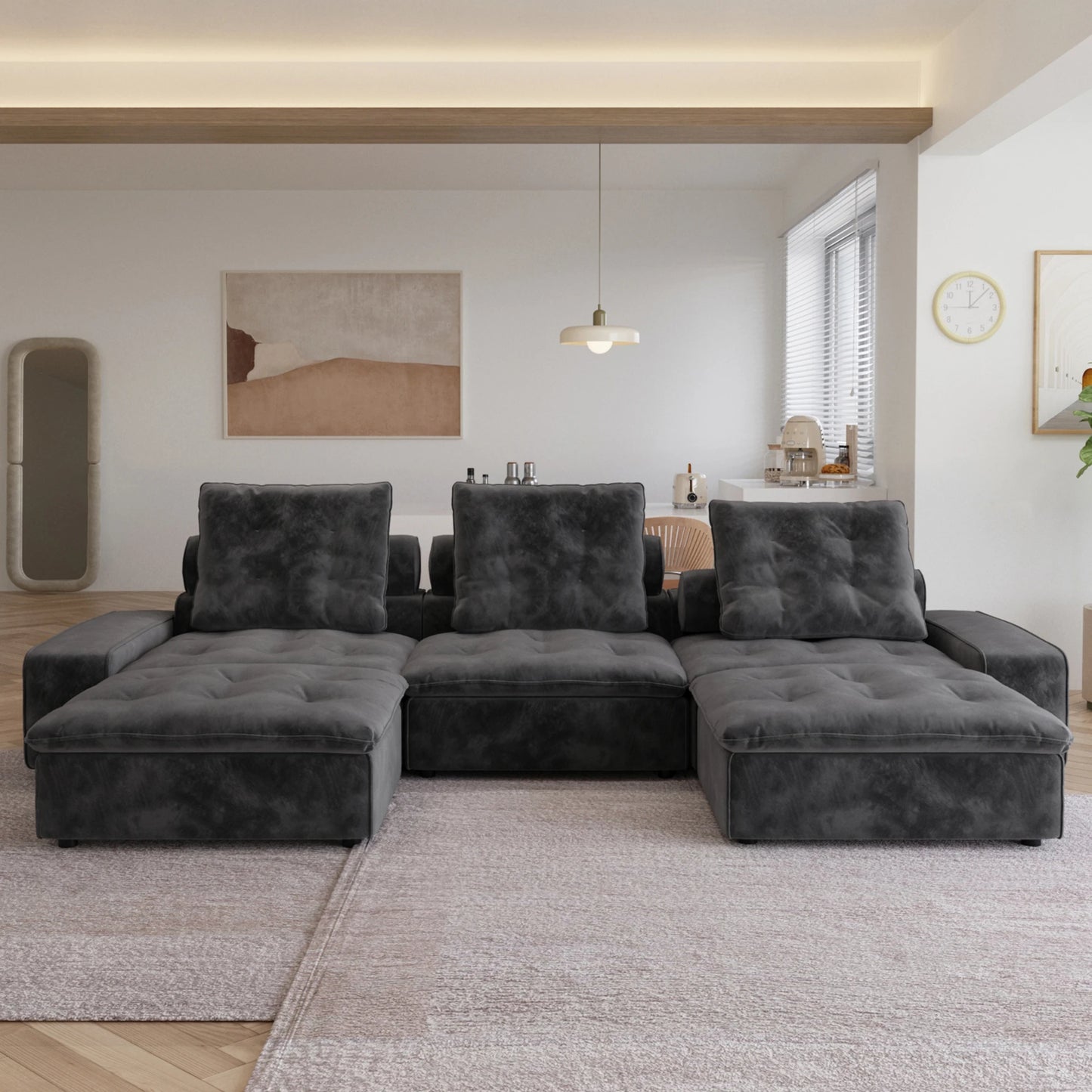 Modular Cloud Sectional Couch Oversized Down Filled Sofa Couches with Chaise Ottoman Adjustable Backrest Couch For Living Room
