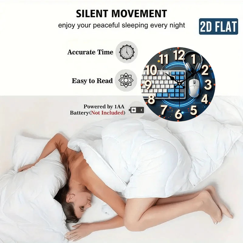 Modern Industrial Wall Clock – Blue Gear  Design & Bold Numerals