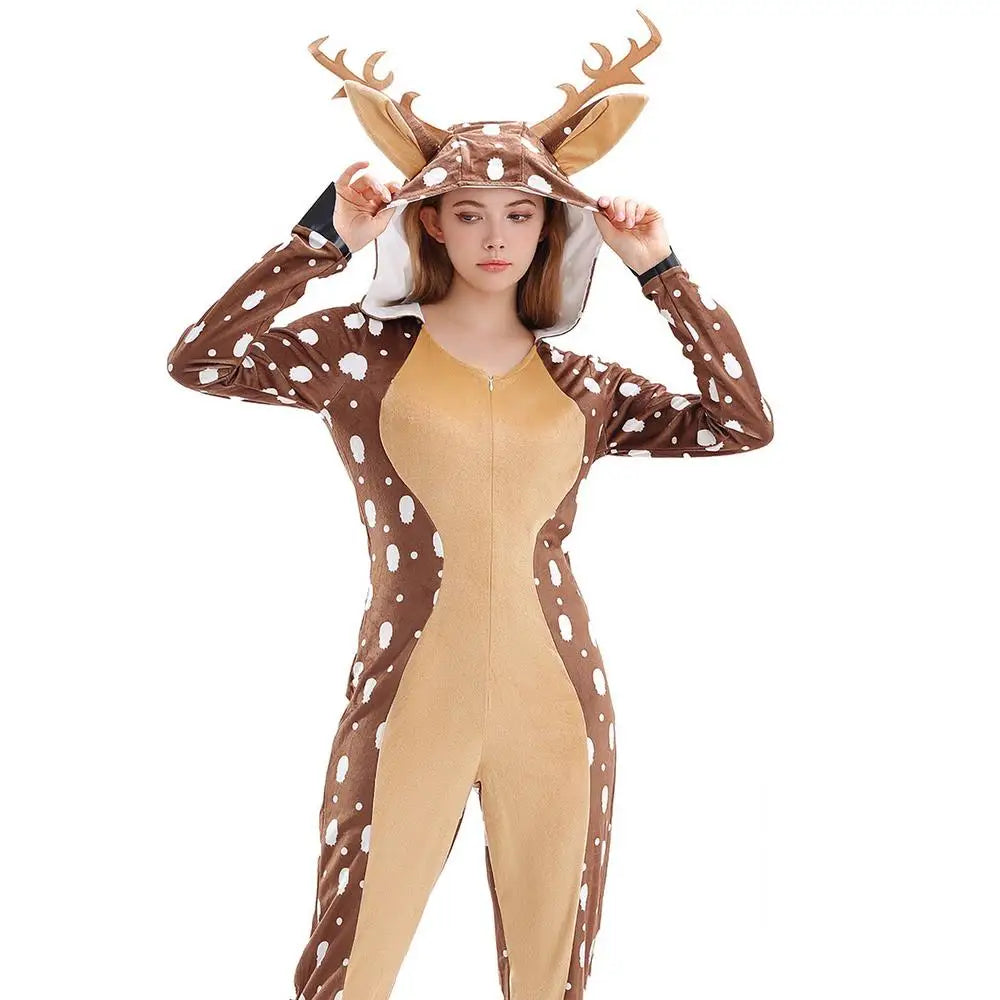 Reindeer Jumpsuit Costume for Adults Christmas Onesie