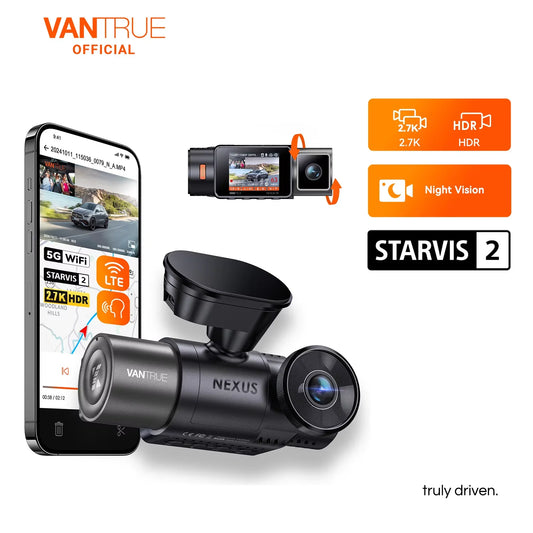 Vantrue N2X 2.7K HDR Dashcam Front and Inside 5G WiFi Dual Dash Camera with IR Night Vision STARVIS 2 Voice Control 60FPS GPS