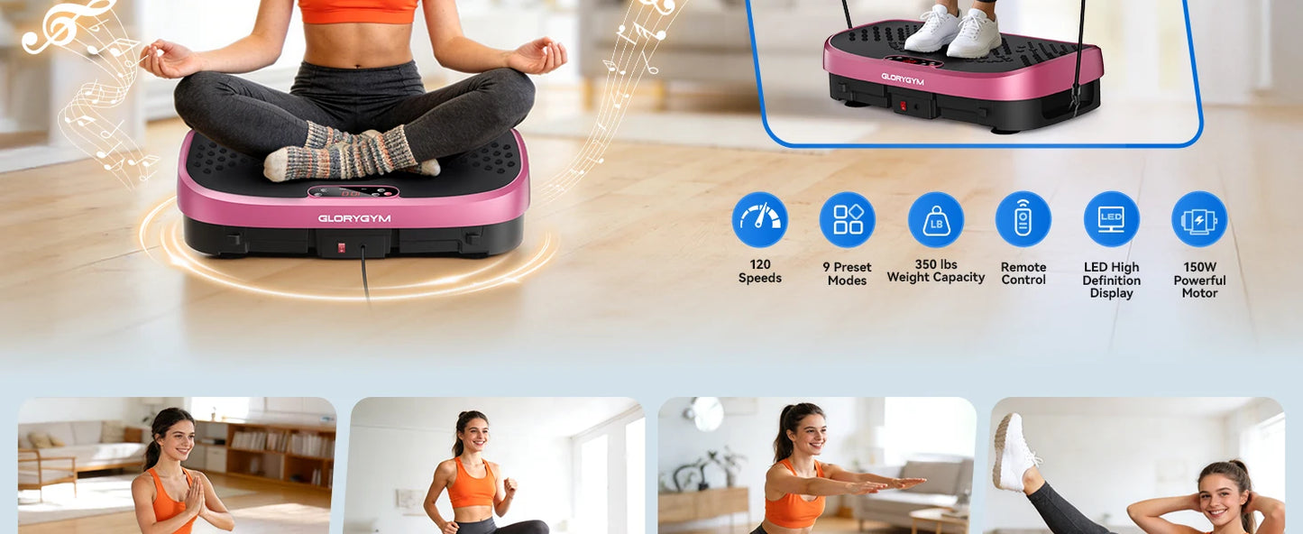 Magnetic Vibration Plate Exercise Machine. 120-Level Full Body Fitness Platform with Resistance Bands