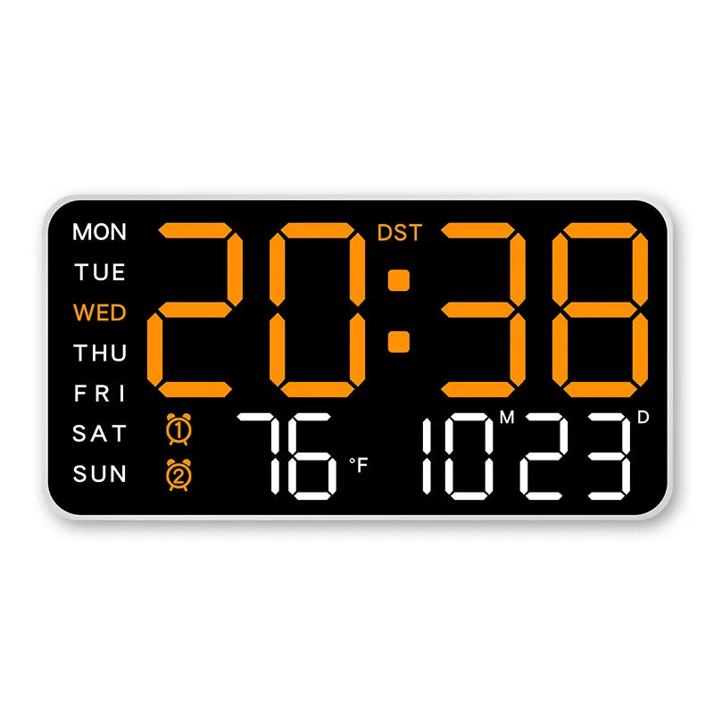 Smart Voice. Control LED Digital Wall Clock with Date & Temperature Display