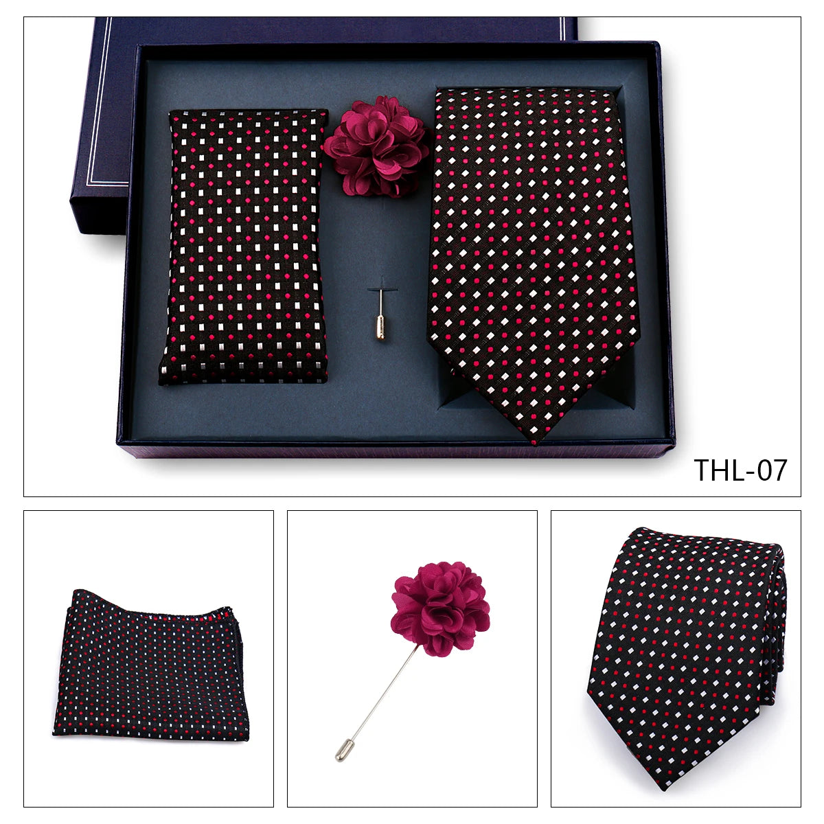 Luxury Men’s Paisley Necktie Gift Set. Silk Tie, Pocket Square, Cufflinks & Gift Box for Weddings & Business