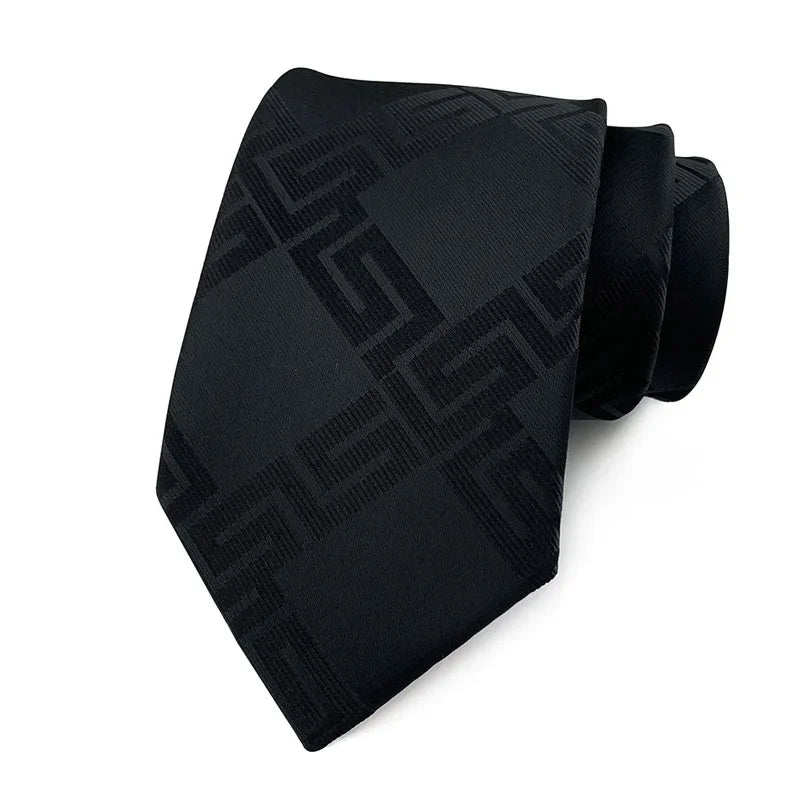 Luxury 8CM Men’s Black Striped Necktie | Classic Business & Formal Tie for Weddings, Office & Special Occasions