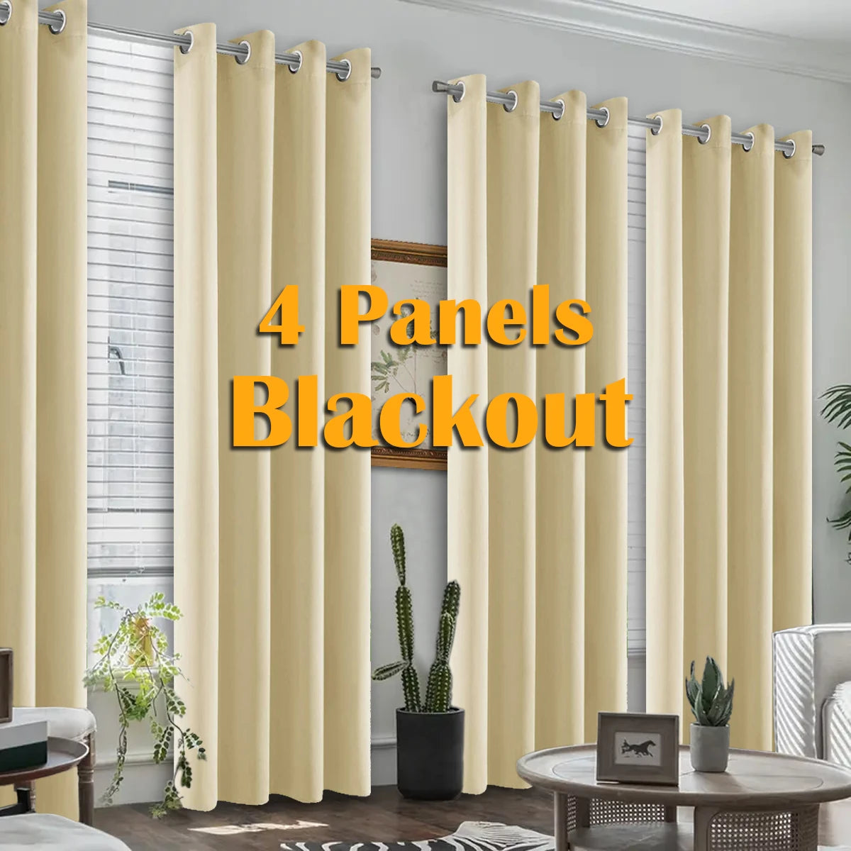4-Panel Blackout Curtains | Heat-Insulated Grommet Window Panels