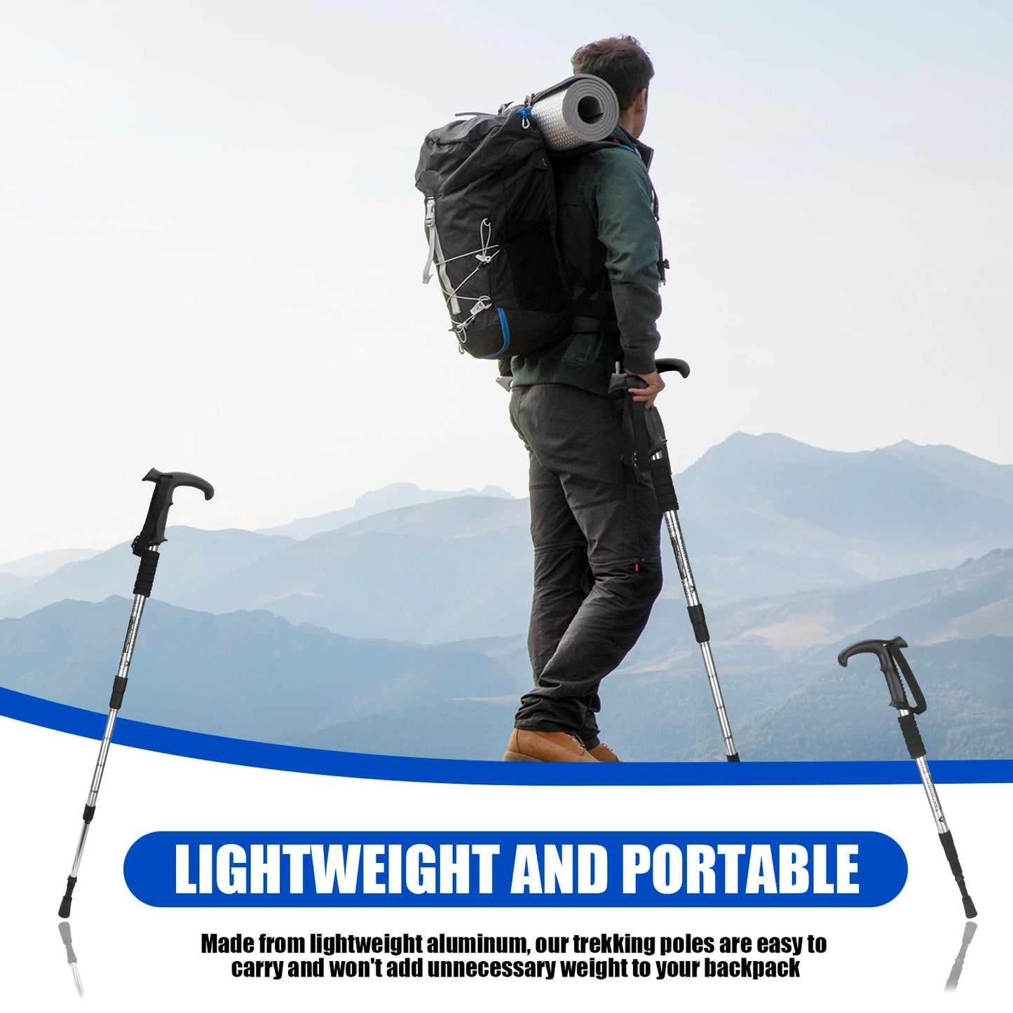 Adjustable Hiking Walking Stick – Lightweight Telescopic Trekking Pole for Hiking, Walking & Outdoor Adventures