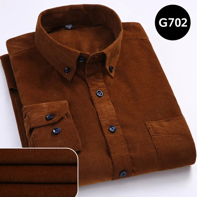 Men’s Oversized Corduroy Long Sleeve Shirt.  Casual Relaxed Fit Button Up
