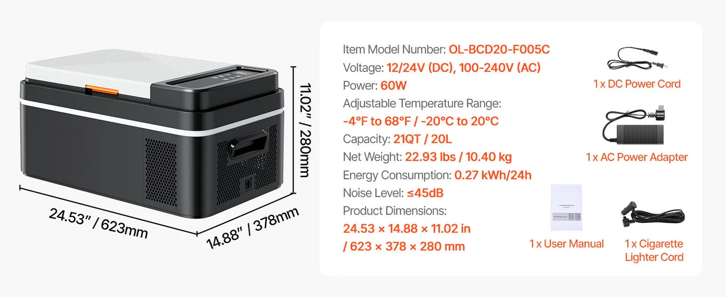 SucceBuy 15L–55L Portable Electric Car Refrigerator. Compressor Cooler & Freezer for Camping, RV, Truck, Boat, Travel & Outdoor Adventures