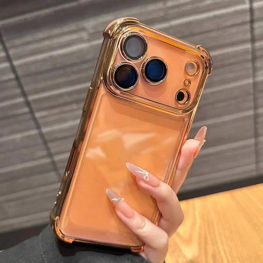 Luxury Cushioned Shockproof Plated Transparent Phone Case For iPhone Samsung