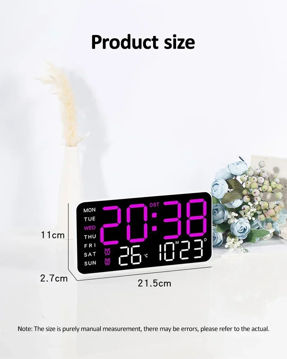 Extra Large LED Digital Wall Clock with Date.Temperature & Timer Display