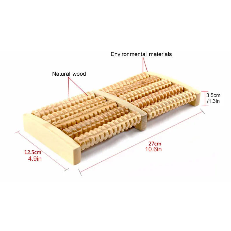 Wooden Foot Massage Roller Relieves Plantar Fasciitis Pain
