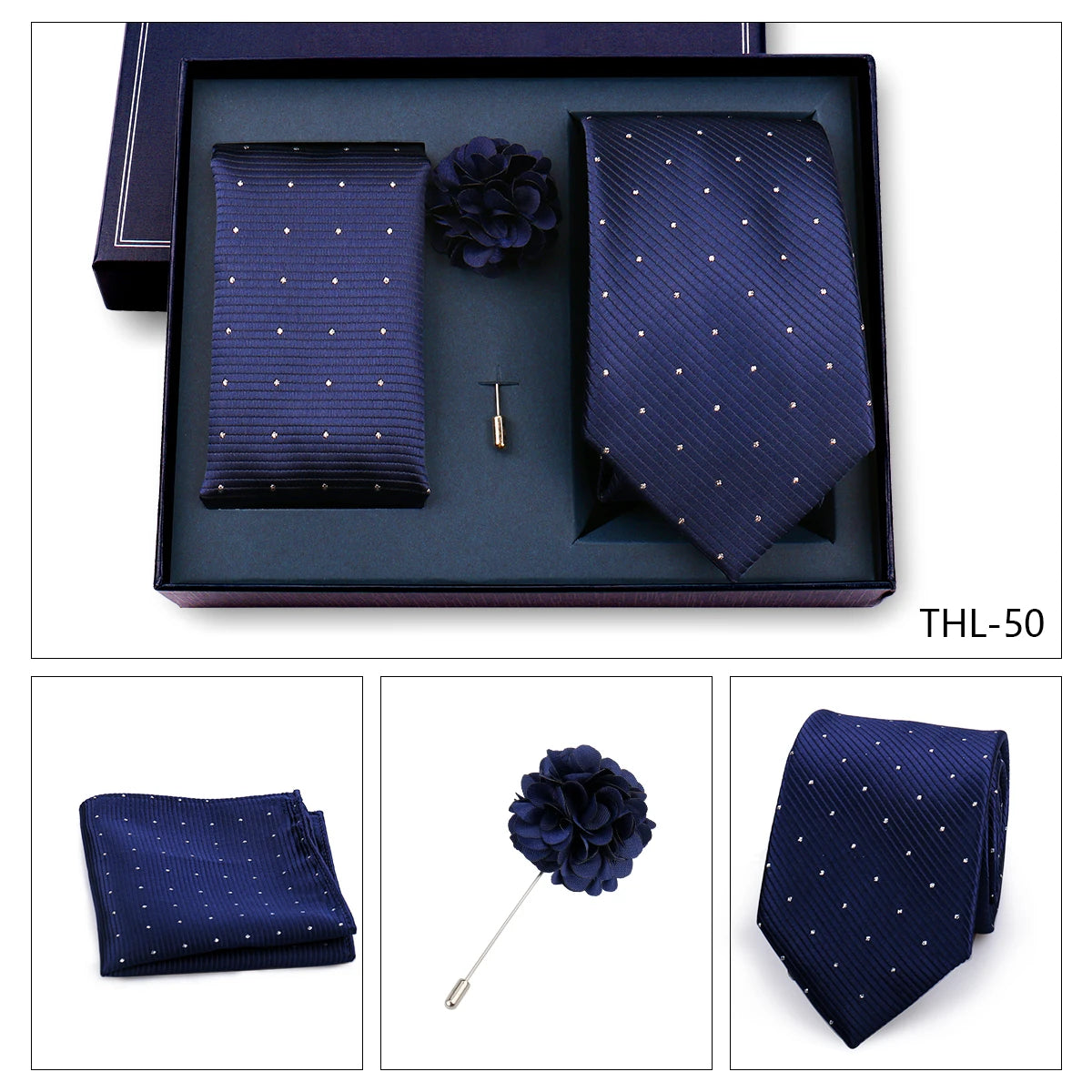 Luxury Men’s Paisley Necktie Gift Set. Silk Tie, Pocket Square, Cufflinks & Gift Box for Weddings & Business