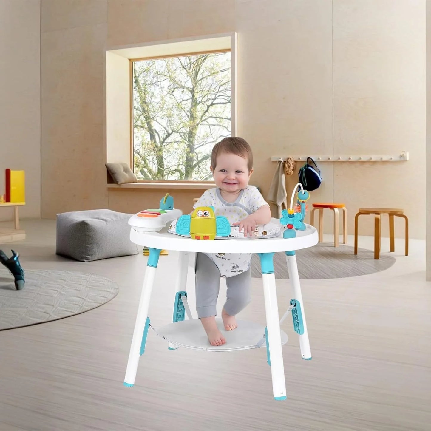 Interactive 3-in-1 Baby Activity Center, Jumper & Learning Table with 360° Rotating Seat