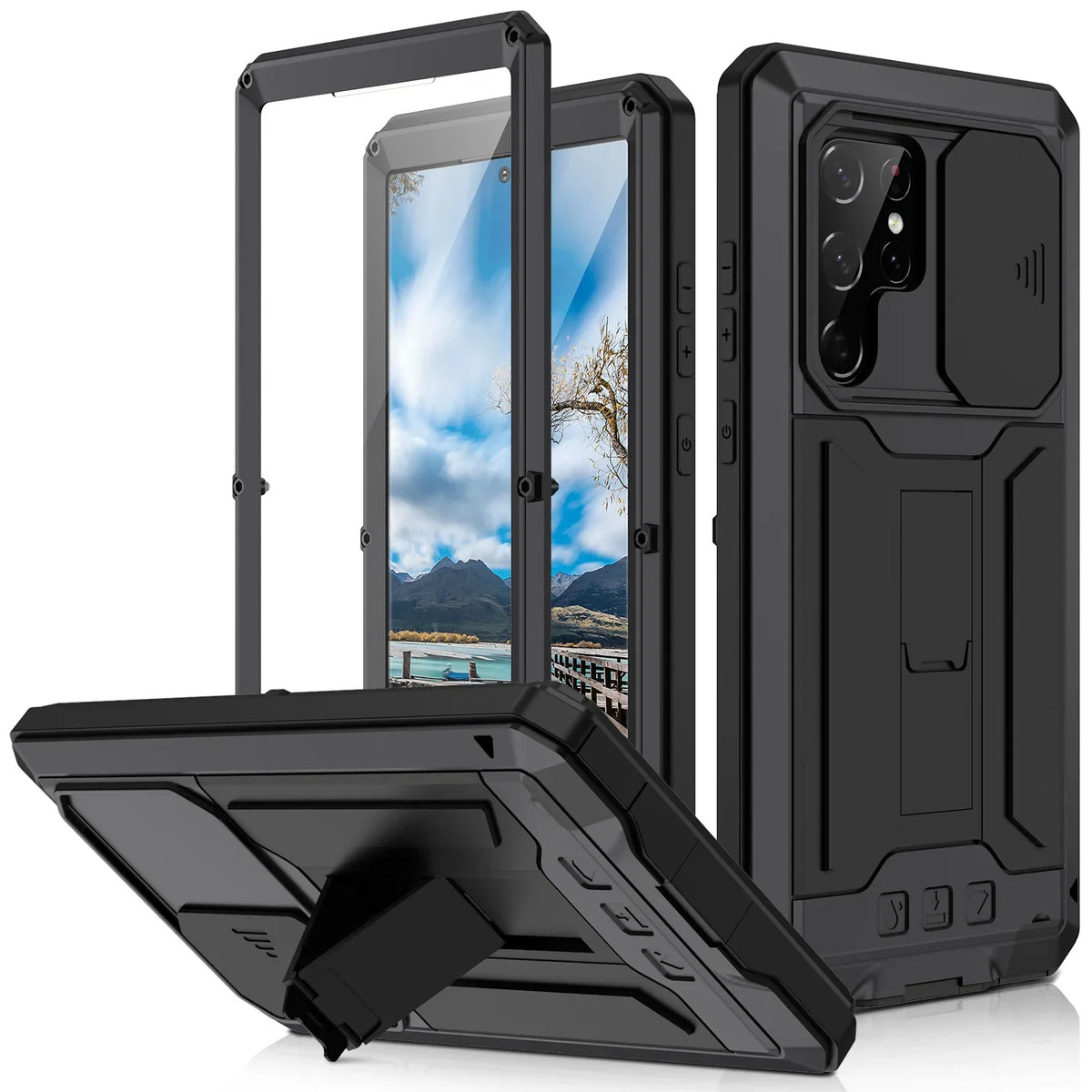 Military-Grade Full-Body Rugged Case for Samsung Galaxy S24 Series . Heavy Duty Shockproof Protective Phone Cover with Built-In Stand