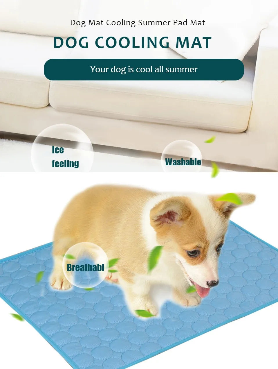 Extra Large Cooling Gel Pet Mat for Dogs & Cats.Reusable Summer Cooling Pad