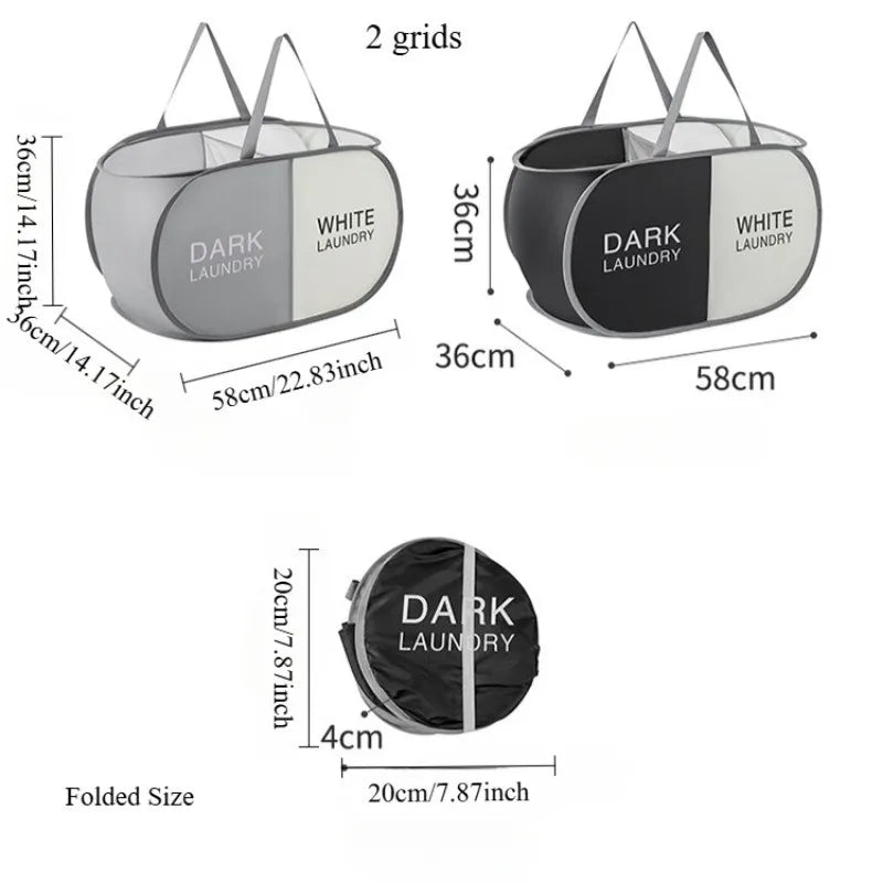 Large Foldable Laundry Sorting Hamper with Carry Handles