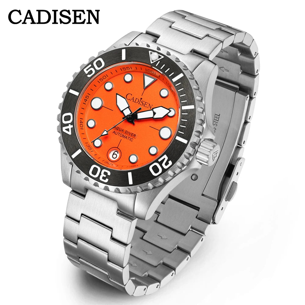 CADISEN AQUA DIVER New Brand Luxury Men Watches Automatic Watch Japan TMI NH35A 100M Waterproof Luminous Mechanical Wristwatch
