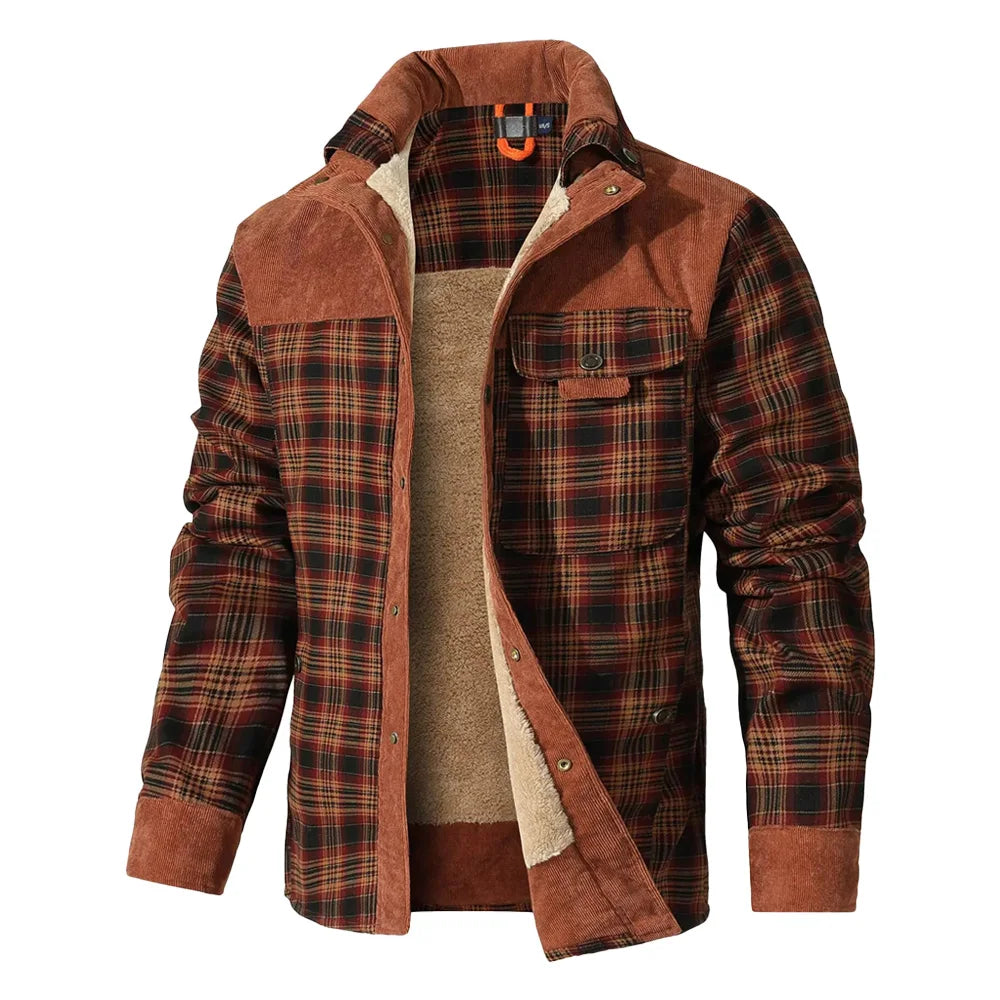 Men’s Sherpa Lined Plaid Bomber Jacket
