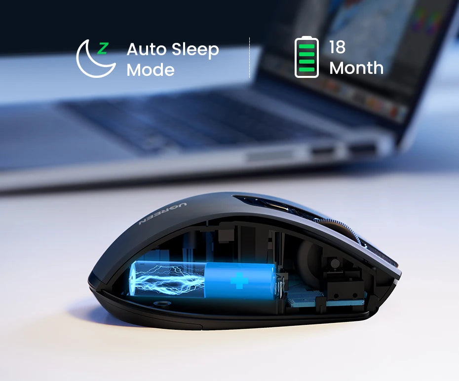 UGREEN Bluetooth Wireless Mouse – Ergonomic Silent Rechargeable Mouse for Laptop & PC