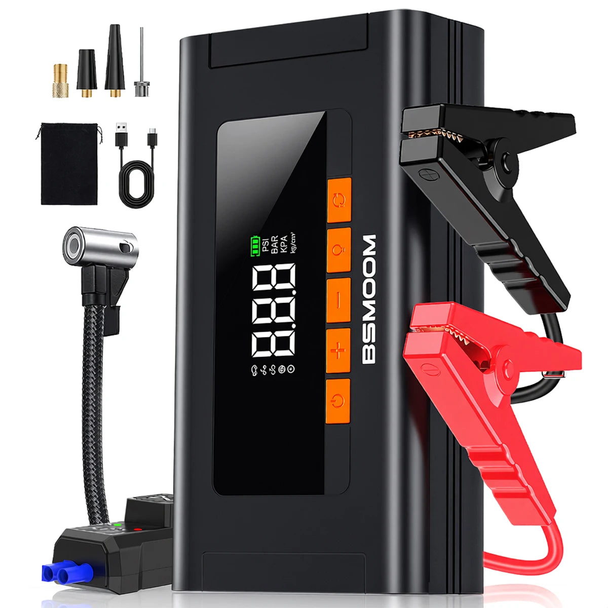 Portable Car Jump Starter with Air Compressor LCD Display 21800mAh Battery Pack