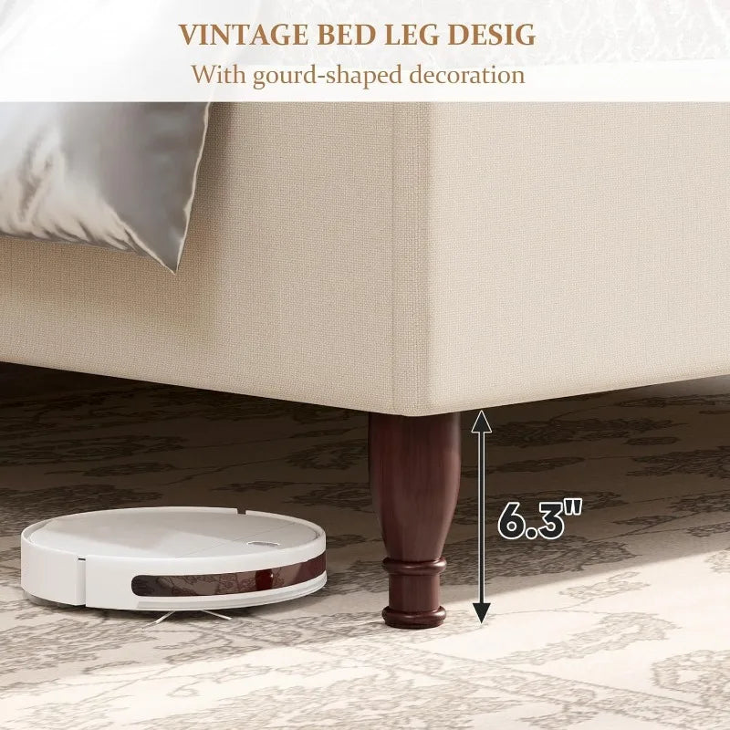 Upholstered Platform Bed with Tall Padded Headboard