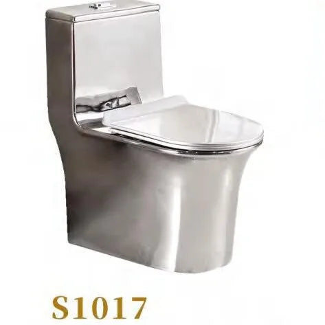 Luxury Gold Electroplated One-Piece Ceramic Toilet . Modern Designer Bathroom Fixture