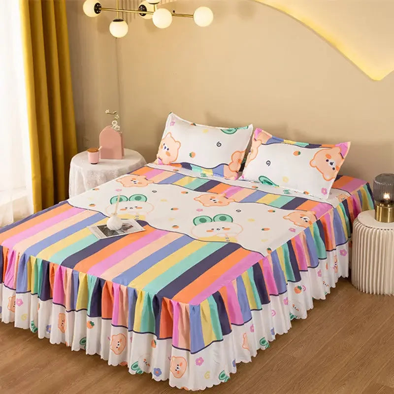 Bedroom Flat Sheets Bed Printed Fashion Modern Queen King Size Washed Cotton Comfortable Bedding Mattress Cover Bedspread New