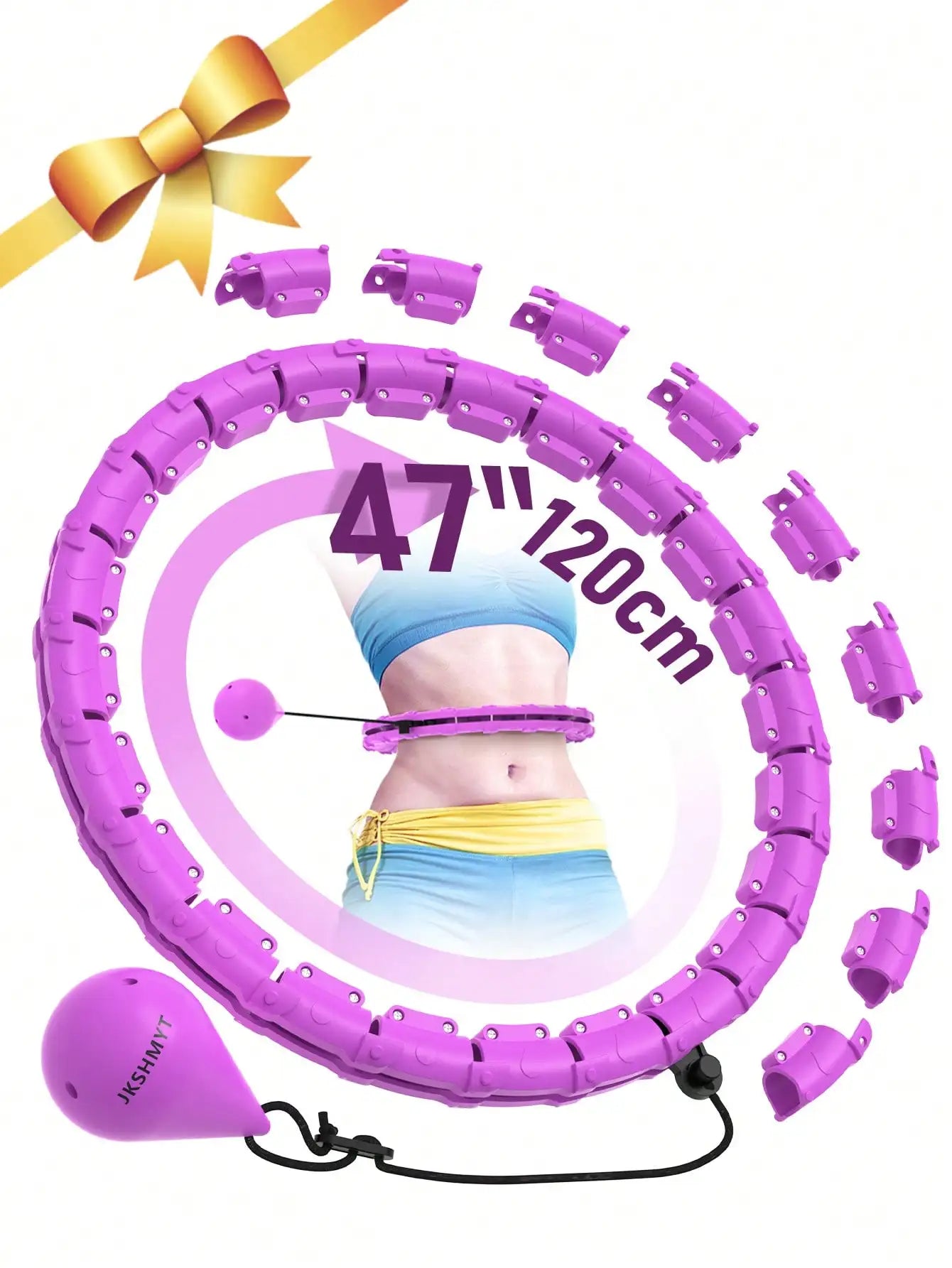 Smart Weighted Fitness Hula Hoop. Adjustable Waist Training Exercise Hoop with Detachable Links