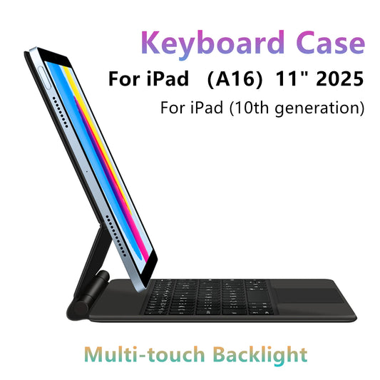 Keyboard Case For iPad A16 11 inch 2025 11th 10th generation Magic Smart Cover Folio Magnetic A3354 A3355 Multi-touch Backlight