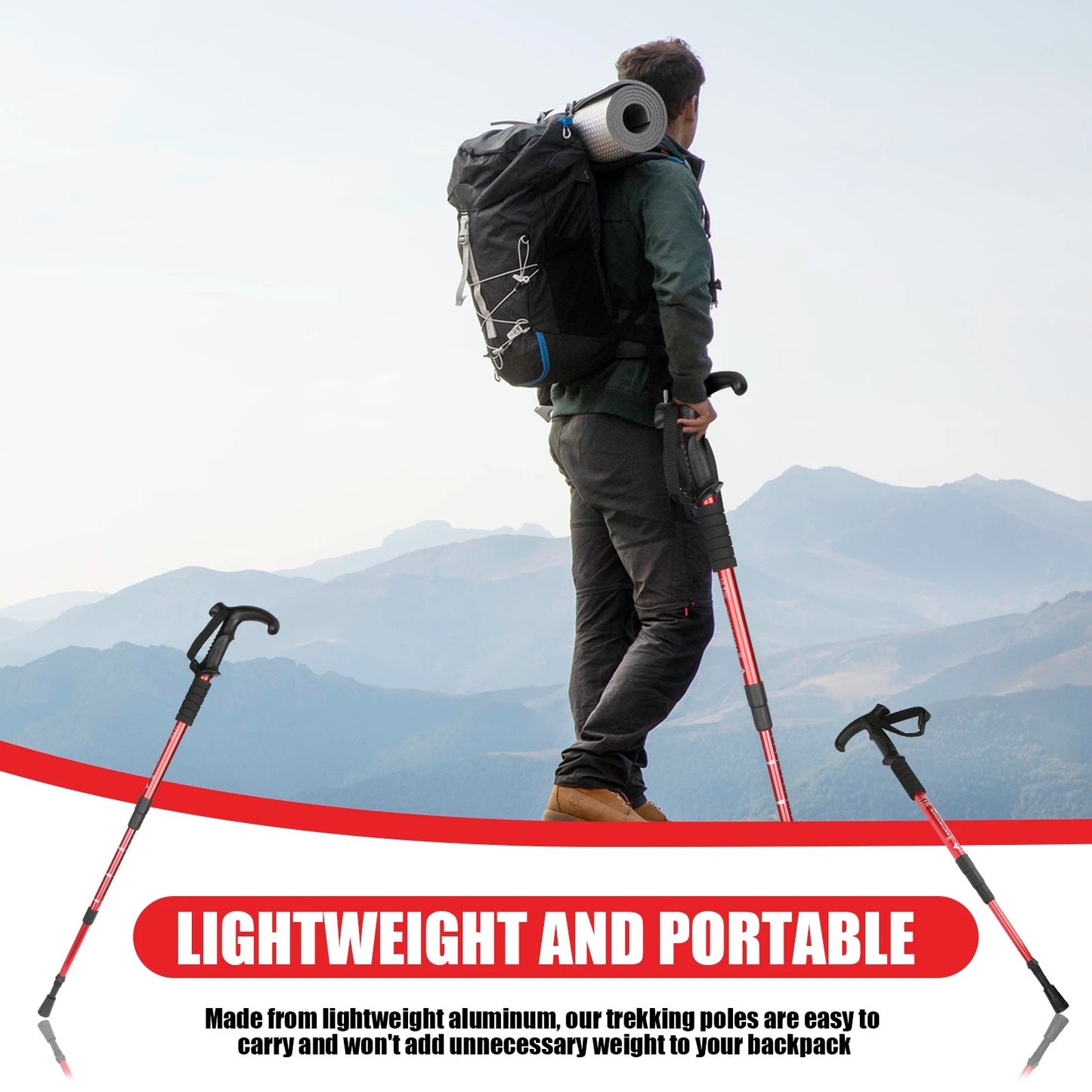 Adjustable Hiking Walking Stick – Lightweight Telescopic Trekking Pole for Hiking, Walking & Outdoor Adventures